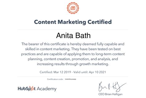 hubspot academy short certification course.